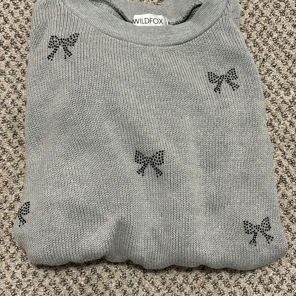 Wildfox Light Gray Knit with Black Bow Details